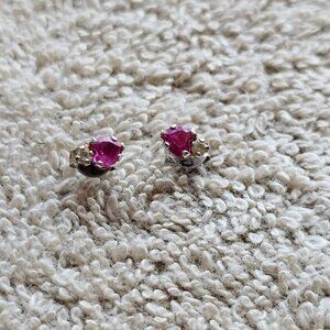 Pink Diamond hearts with white sapphires.